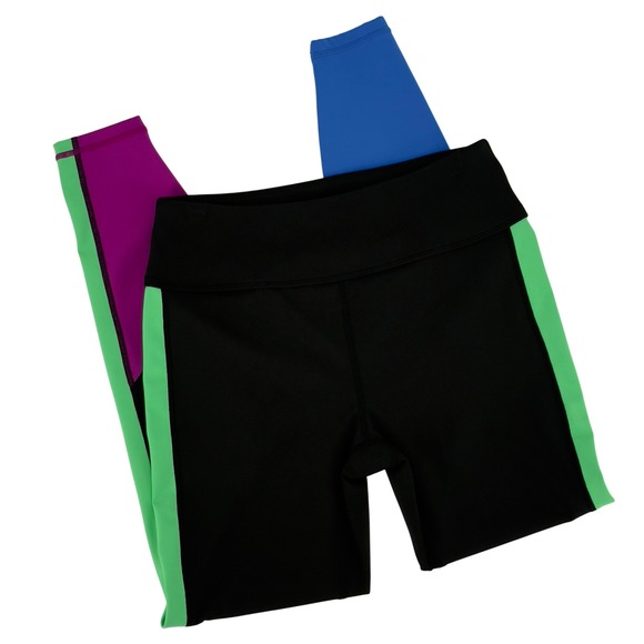 ALALA Women's Size S Colorblock Leggings Black Green‎ Pink Blue Athleisure Y2K - Picture 1 of 9